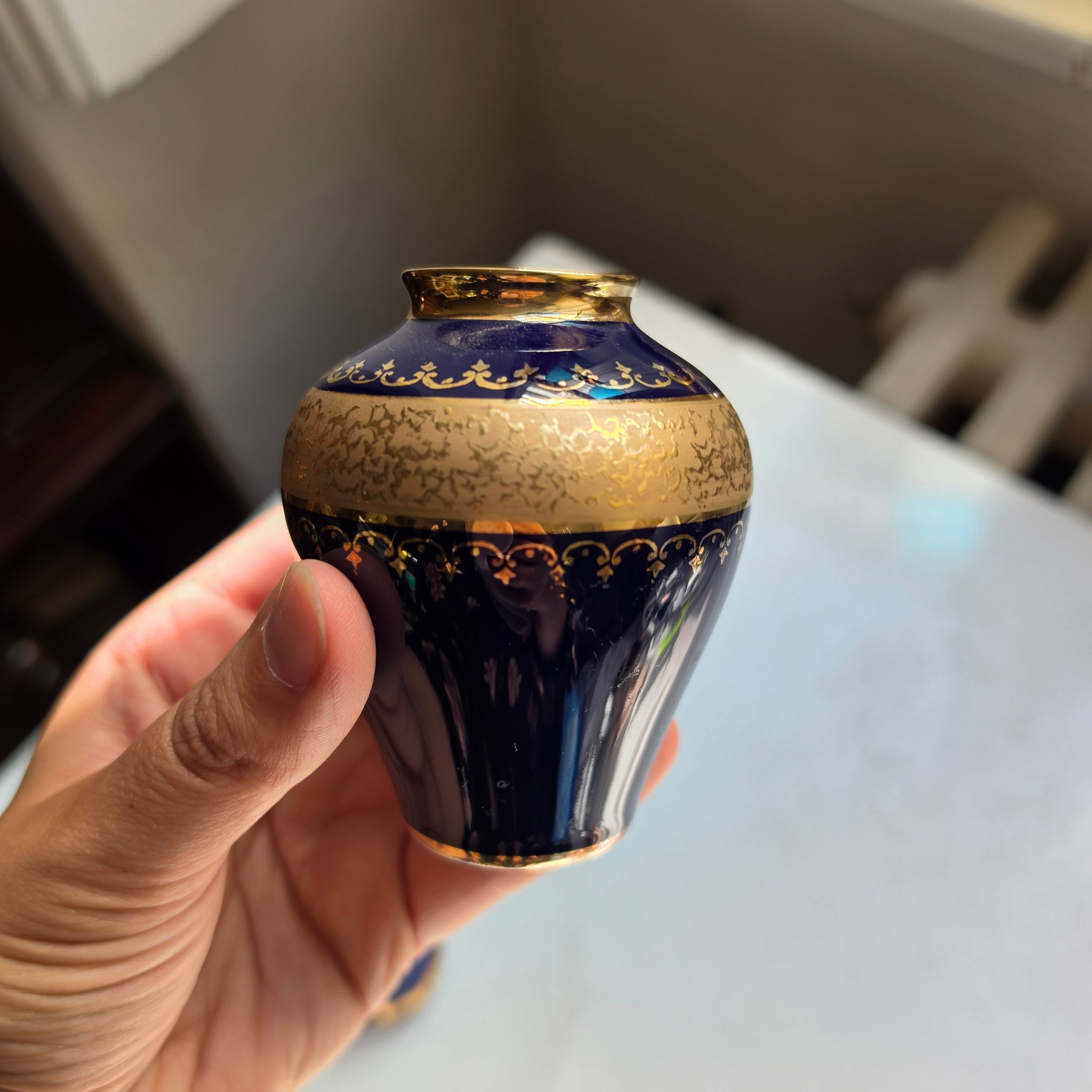 KPM Bavaria Royal – Eleganter Miniatur-Deckelkrug / Deckeldose aus Echt Kobalt & Gold