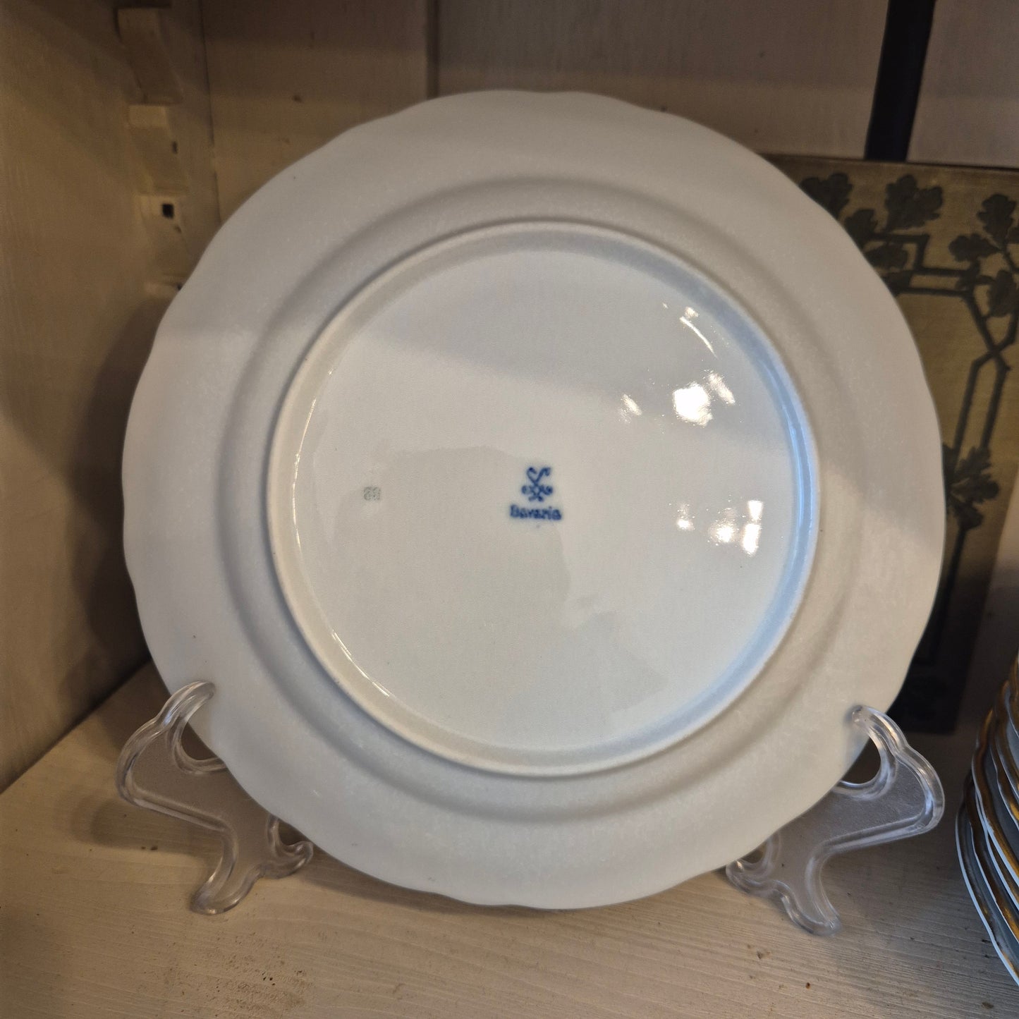 9x Antike Bavaria Porzellan Kuchenteller mit Blumenmotiv Goldrand