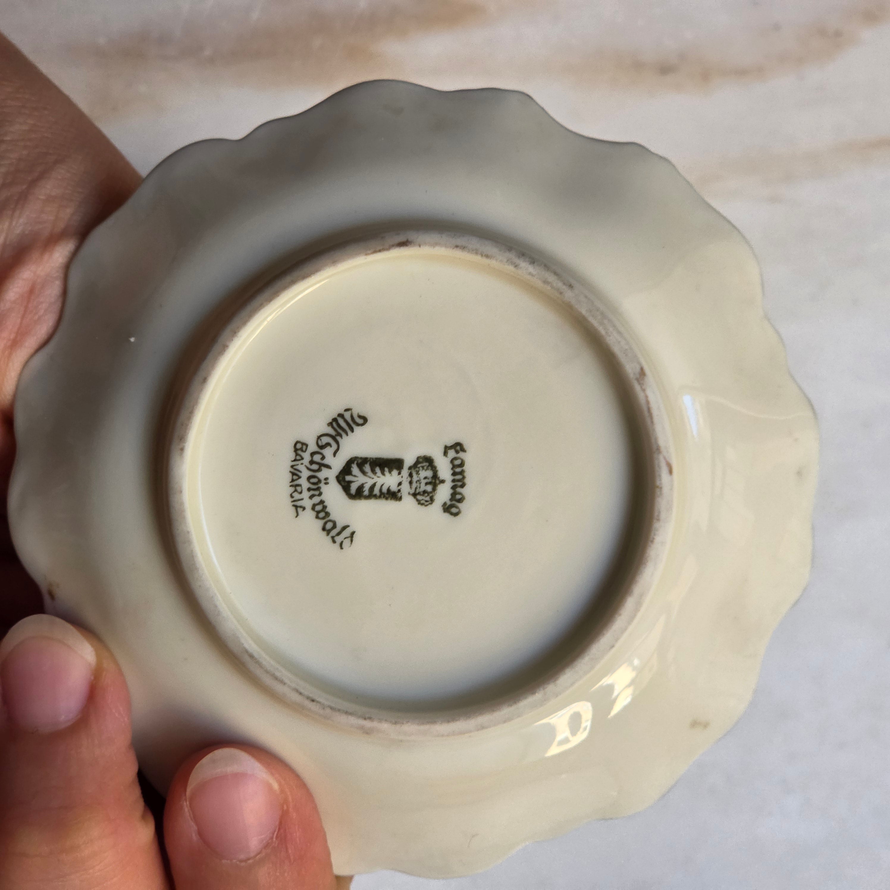 4er-Set Vintage Konfektschälchen / Pralinenteller – Porzellan Schönwald Bavaria mit Goldrand