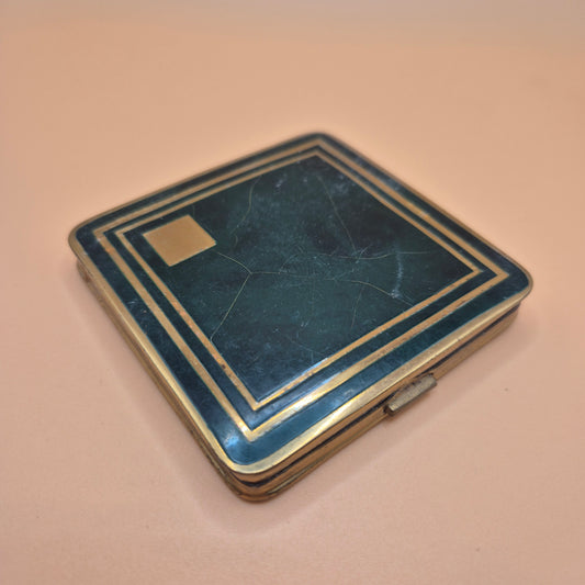Vintage Puderdose Art Deco Dose colebri grün gold