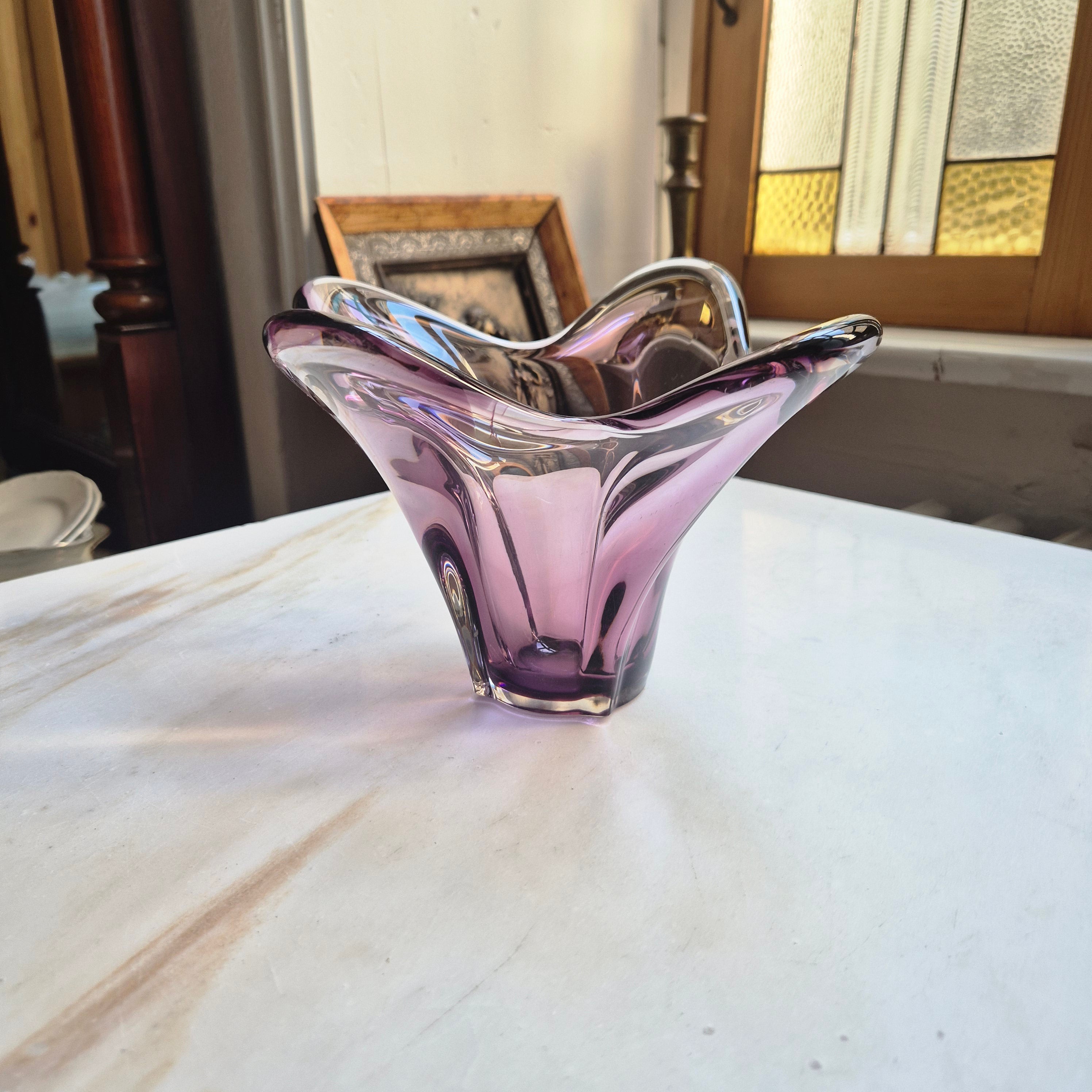 Vintage Glas Schale Bowle 70er Jahre Lila