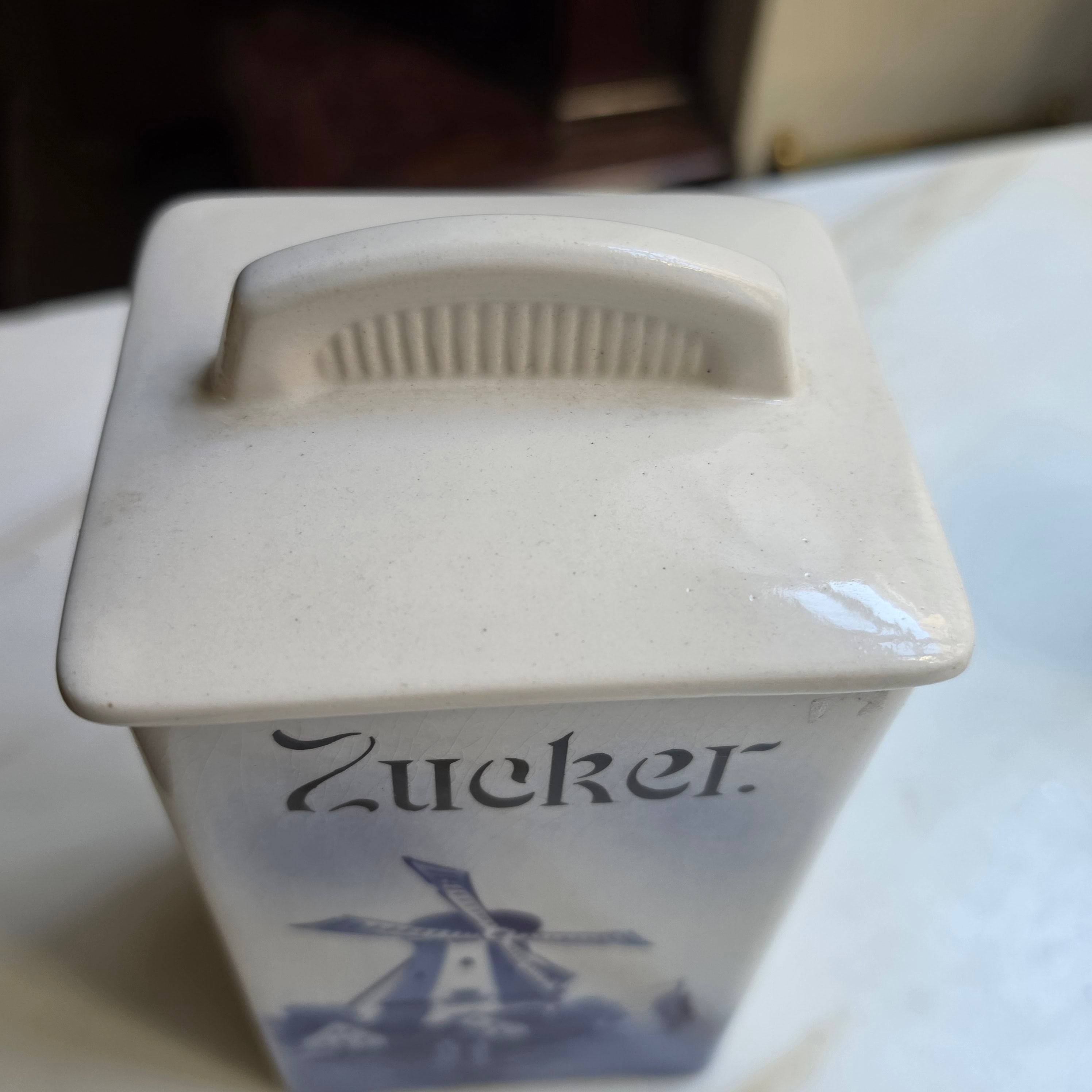 Antike Vorratsdose Jugendstil Keramik "Zucker" oder "Graupen" um 1930