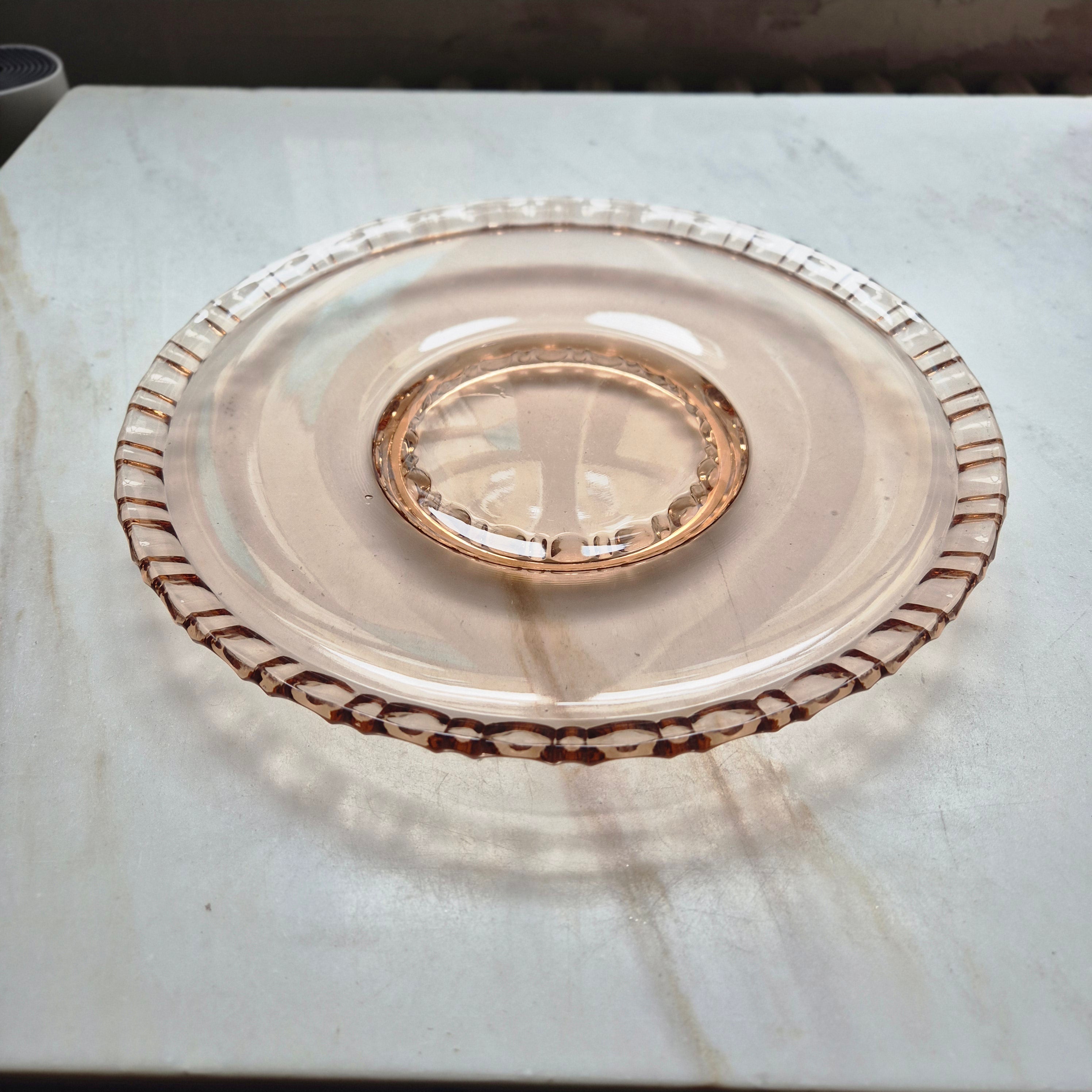 Vintage Tortenplatte/Glasplatte Pastellrosa