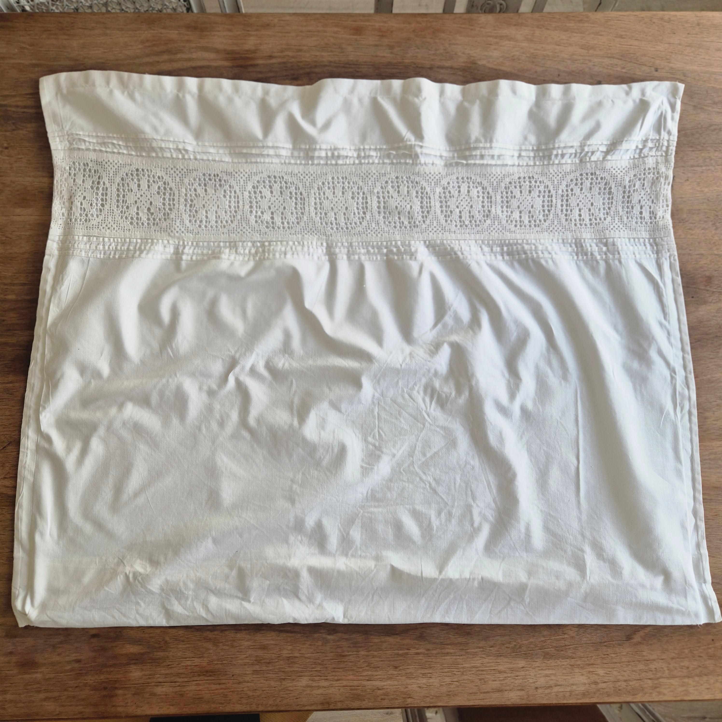 Antiker Kopfkissenbezug Paradekissen 67x82cm Baumwolle 1x Knopf fehlt