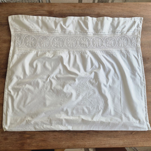Antiker Kopfkissenbezug Paradekissen 67x82cm Baumwolle 1x Knopf fehlt