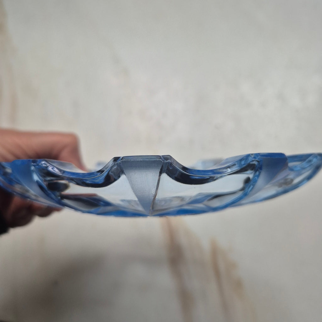 Vintage Teller blau transparent Glasschale