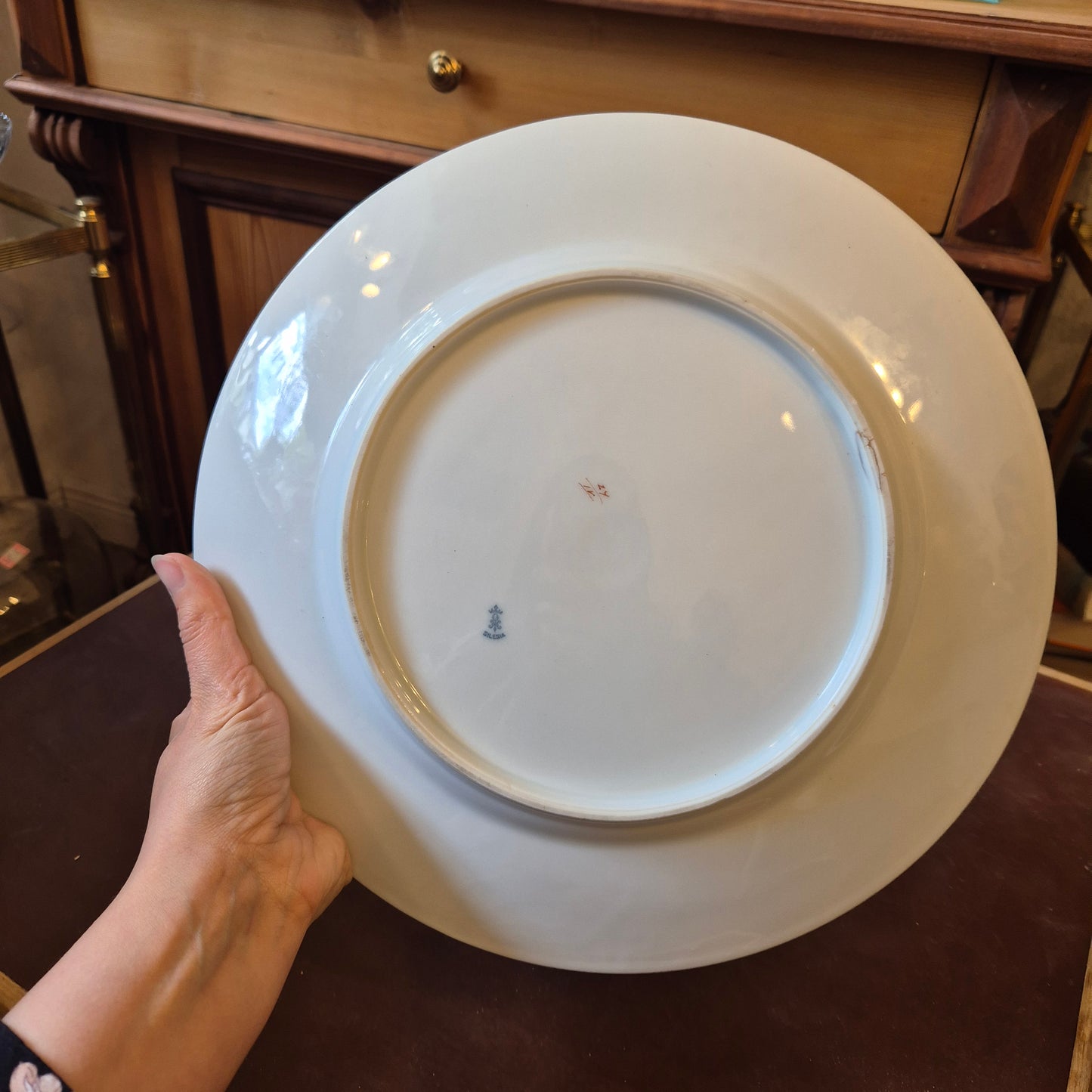 Alter Vintage Silesia großer Porzellan Teller zum Servieren weiß