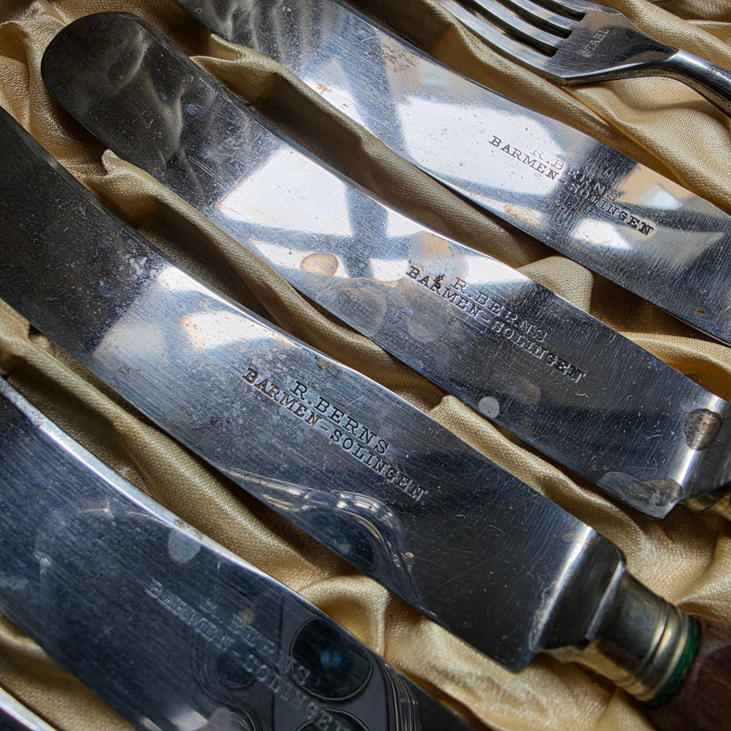Antikes Dessert-Besteckset (12-teilig) von Rob. Berns Barmen – um 1900