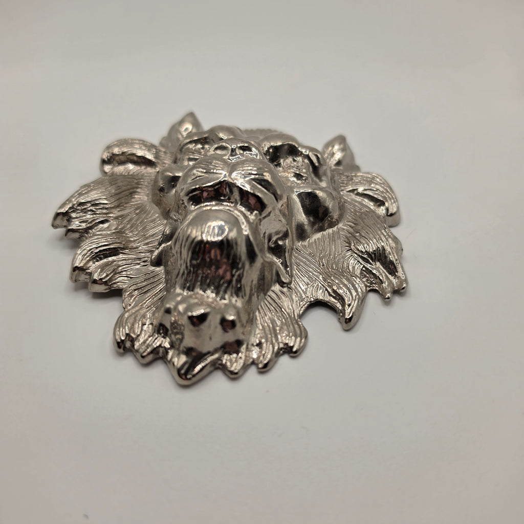 Vintage Löwenkopf Gürtelschnalle – Massive Biker / Western Wechselgürtelschnalle, Silber-Optik