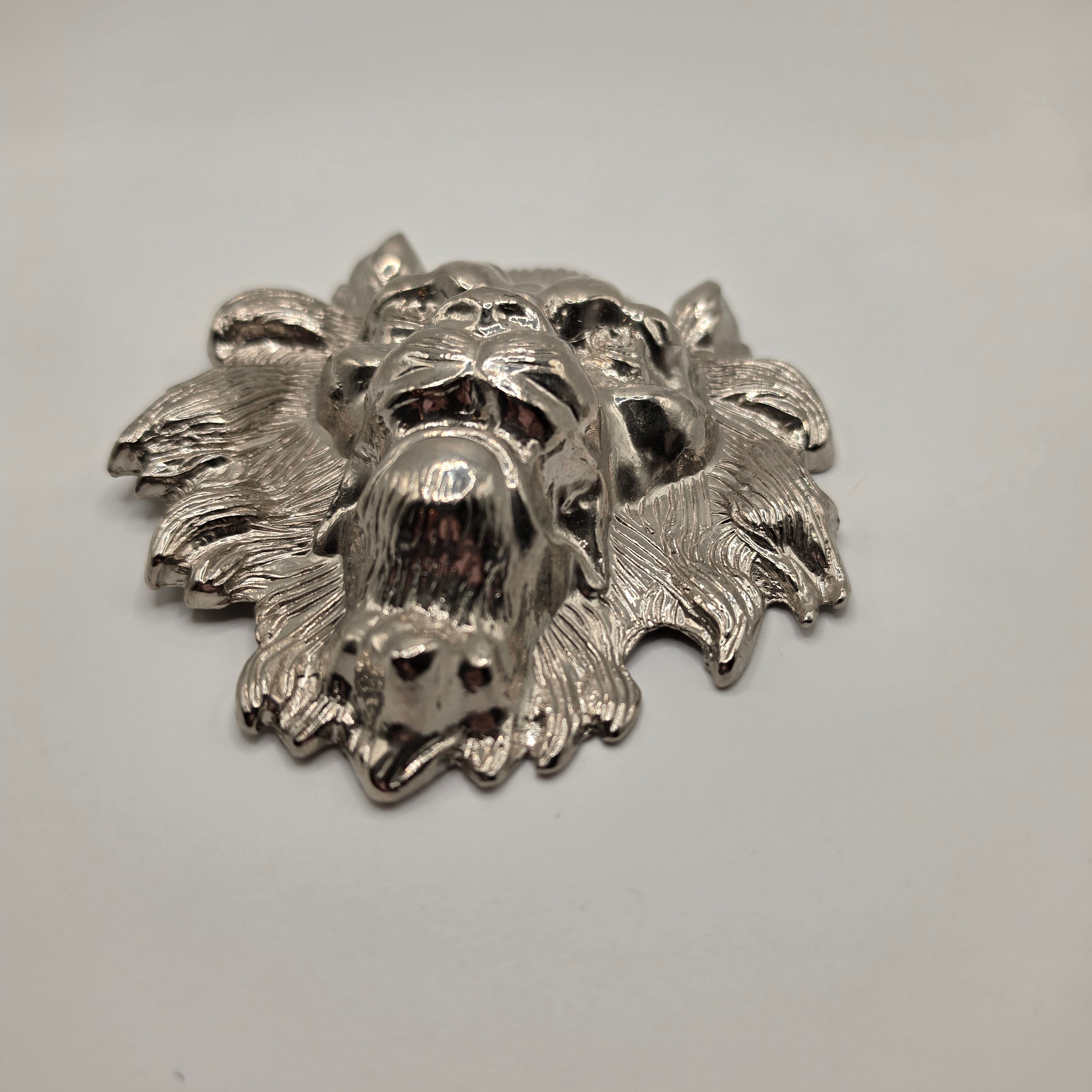 Vintage Löwenkopf Gürtelschnalle – Massive Biker / Western Wechselgürtelschnalle, Silber-Optik
