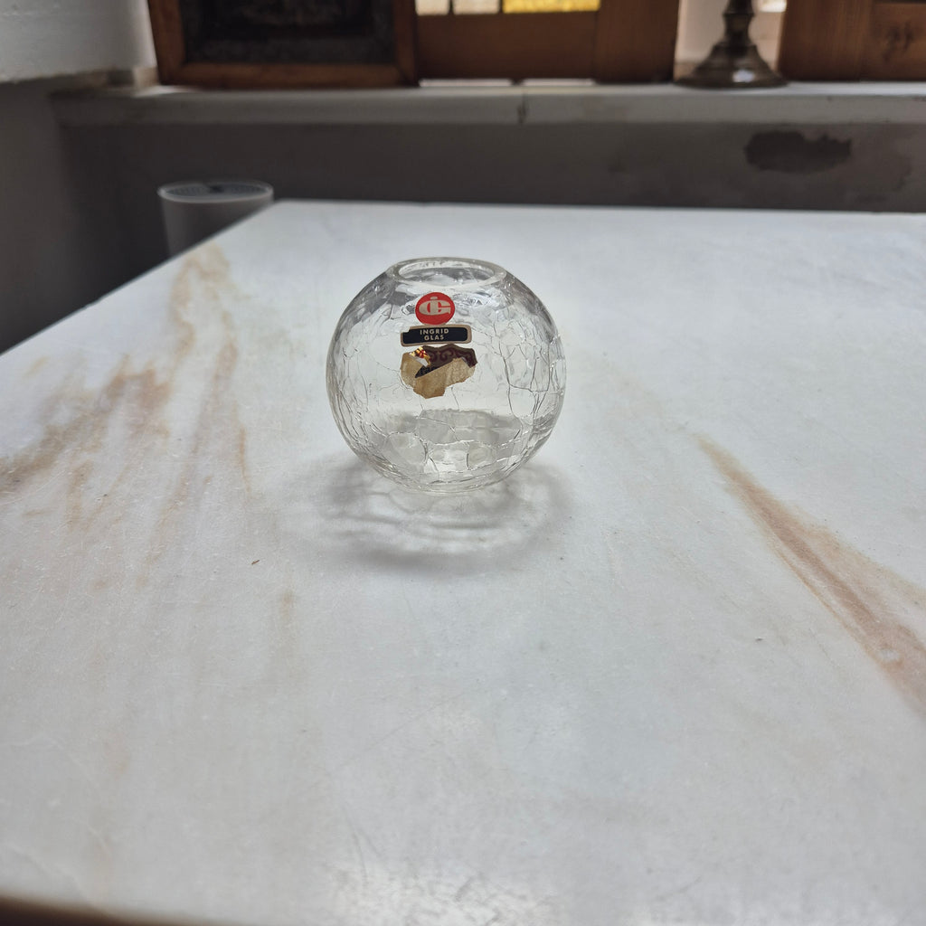 Vintage Vase rund und klein - Craquelé Glas 60er Jahre - von Ingrid Glas