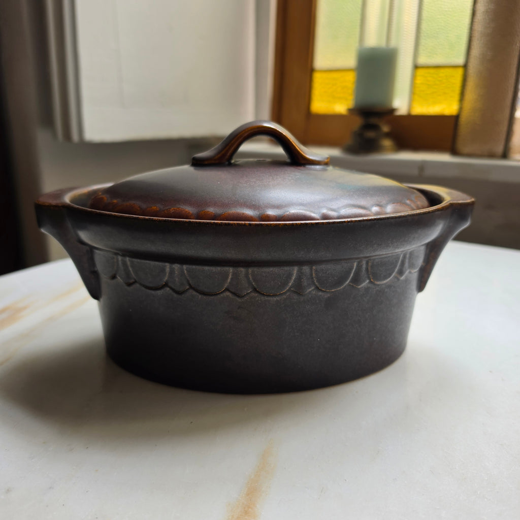 Vintage Friesland Melitta Keramik Auflaufform mit Deckel – Braun / Keramik-Kasserolle 70er Jahre