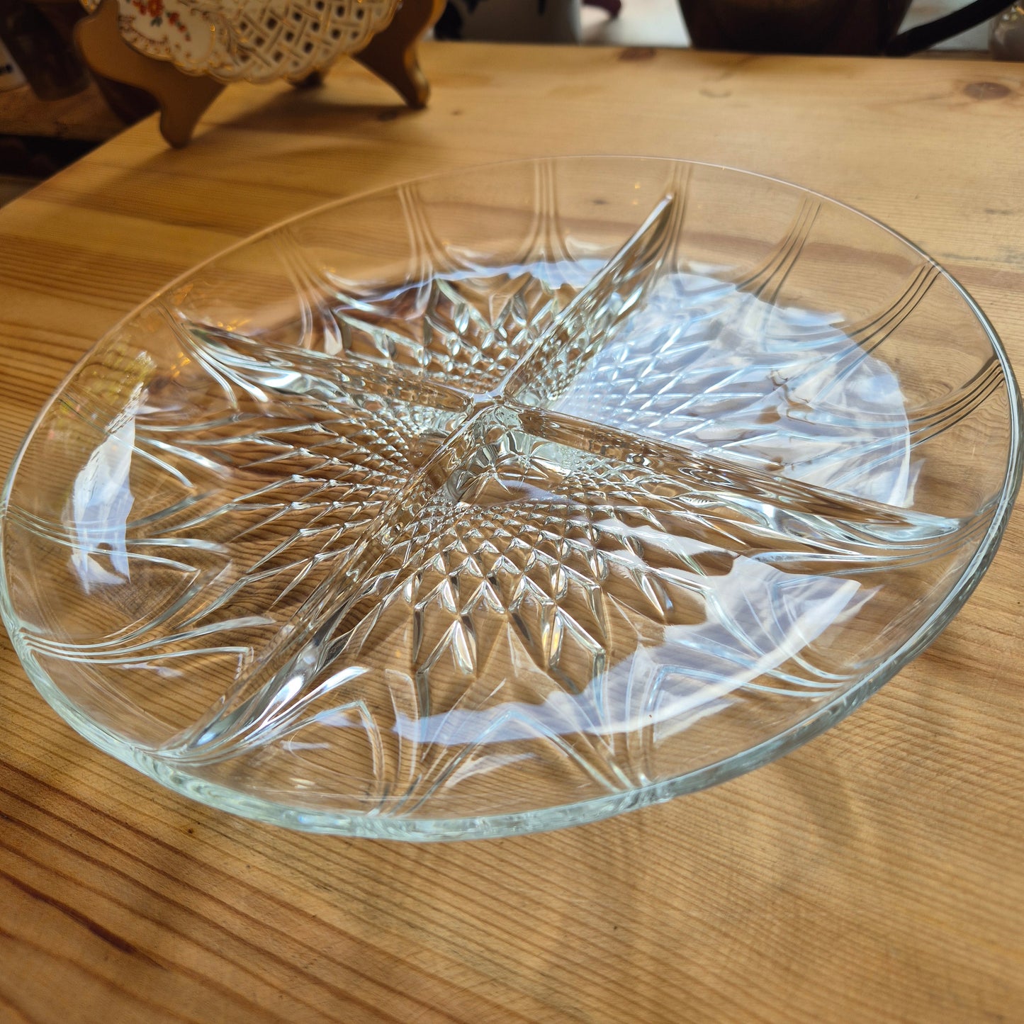 Servierteller Vintage 60er Jahre Glas Kristall rund