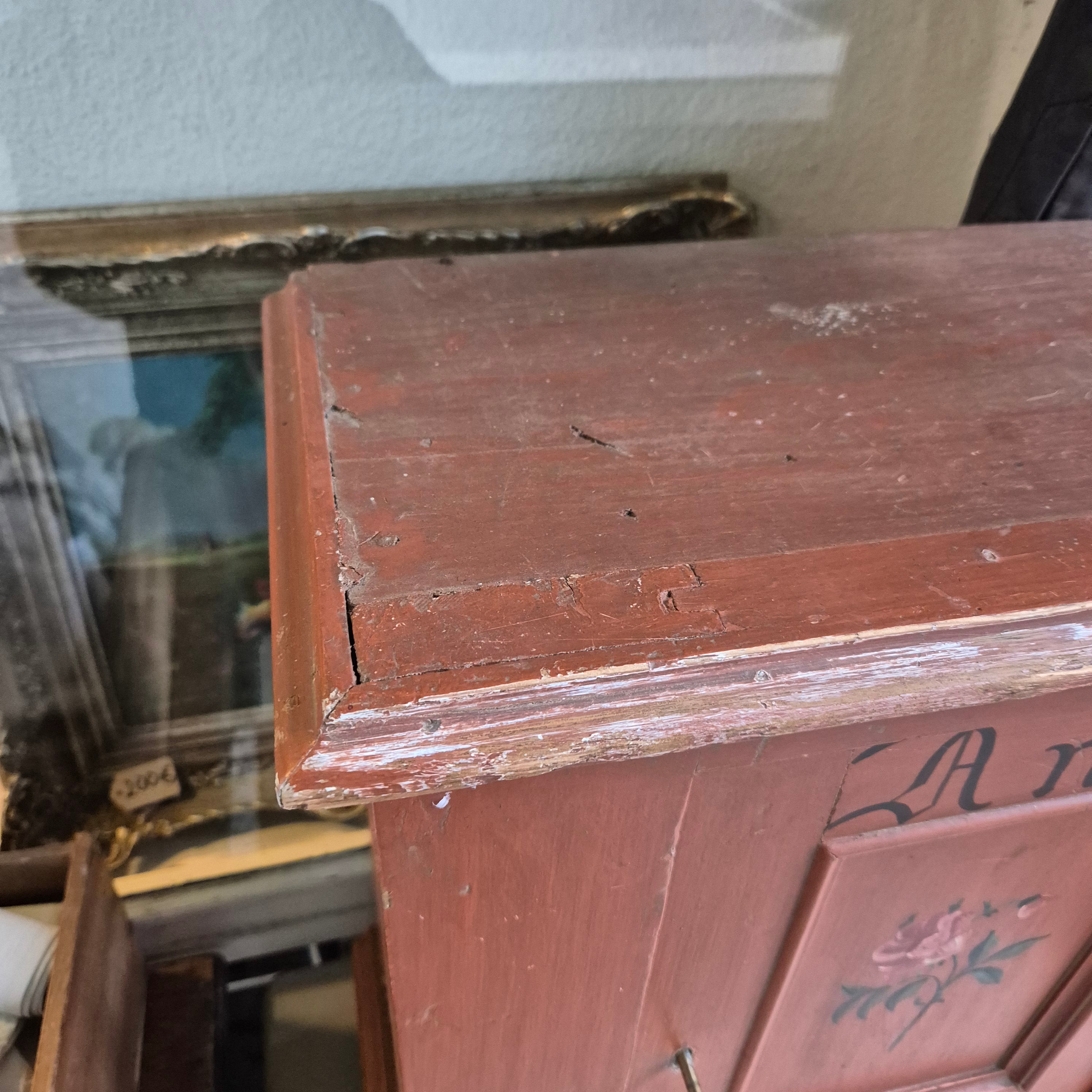 Antiker Wandschrank Bauernschrank Anno 1878 Blumen Handbemalt rustikal Landhaus