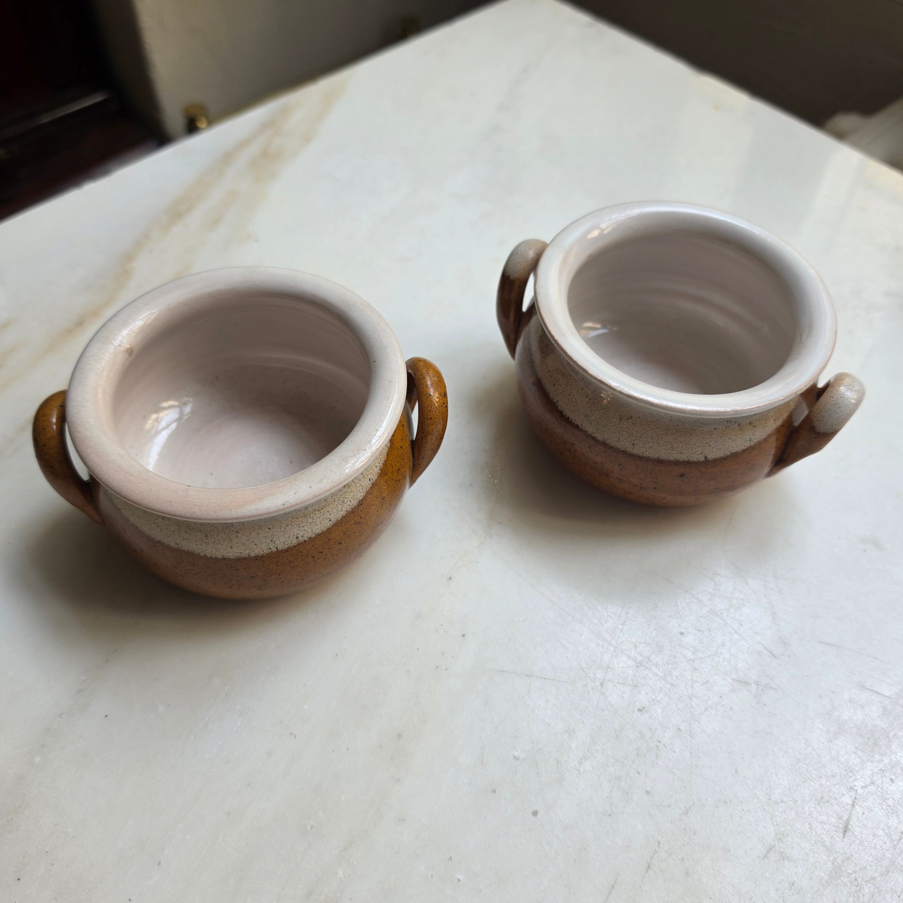 2x Vintage-Keramik-Schälchen – Warme Erdtöne & Zeitloser Handarbeits-Charme