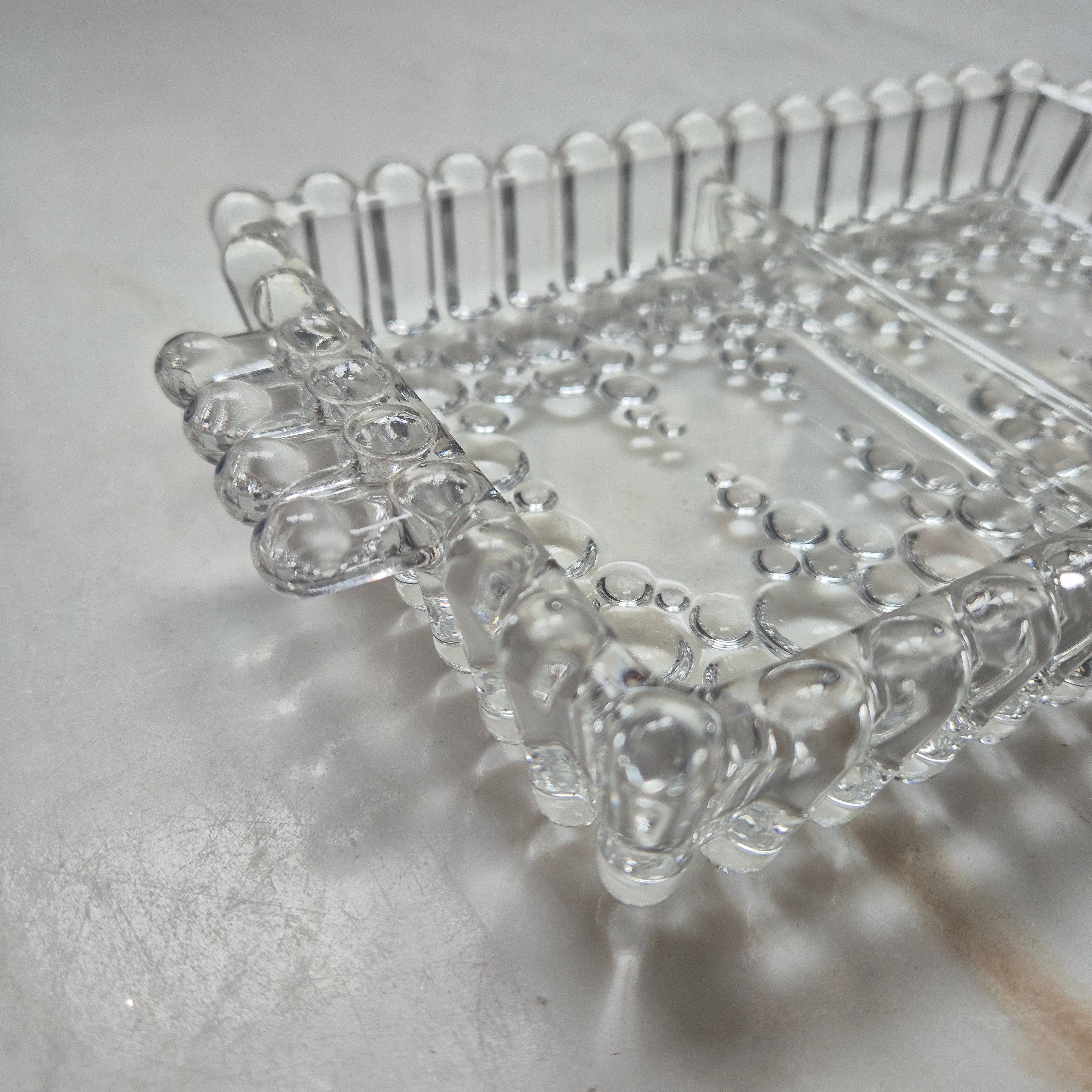Vintage Bubble - Glasschale - Servierteller - mit Griff