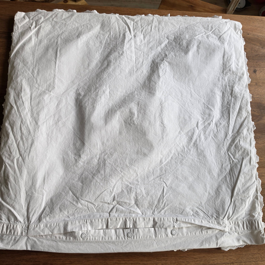 Antiker Paradekissen-Bezug - Monogramm E.V. - 75x75cm - Baumwolle - 2x Knöpfe fehlen