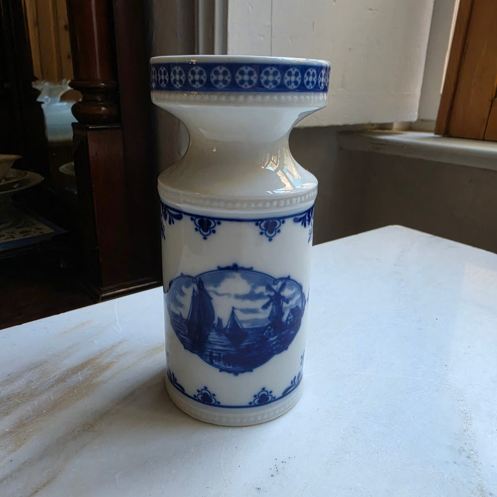 Alte Porzellan Vase Echt Kobalt Fine China Lichte Schiffsmotiv Mühle Hafen