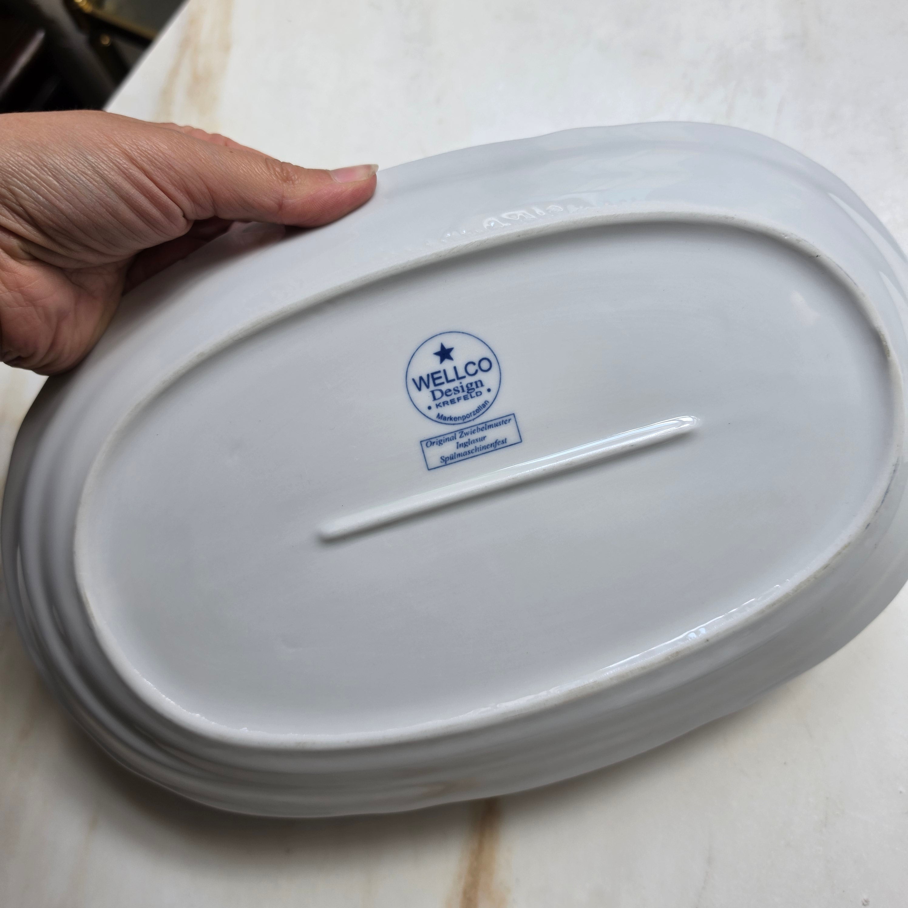 Wellco Design Porzellan Zwiebelmuster Servierplatte Teller blau weiß