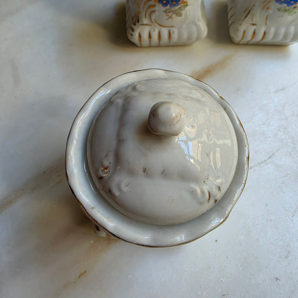 Antike handbemalte Vorratsdose "Zimmt", "Gewürz" oder "Pfeffer" Porzellan