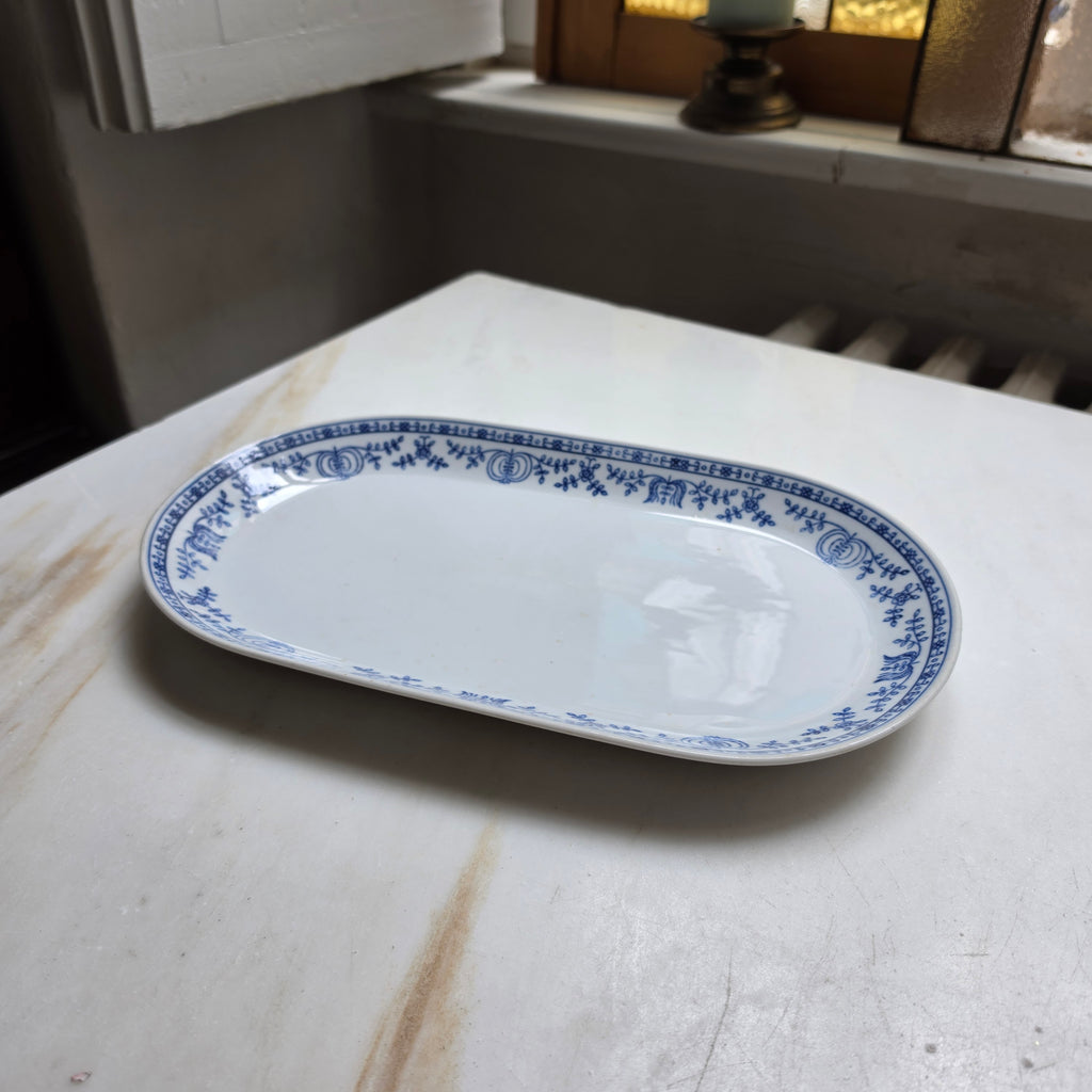 Kahla Zwiebelmuster Servierplatte – Ovale Vintage Porzellanplatte - Kobaltunterglasur