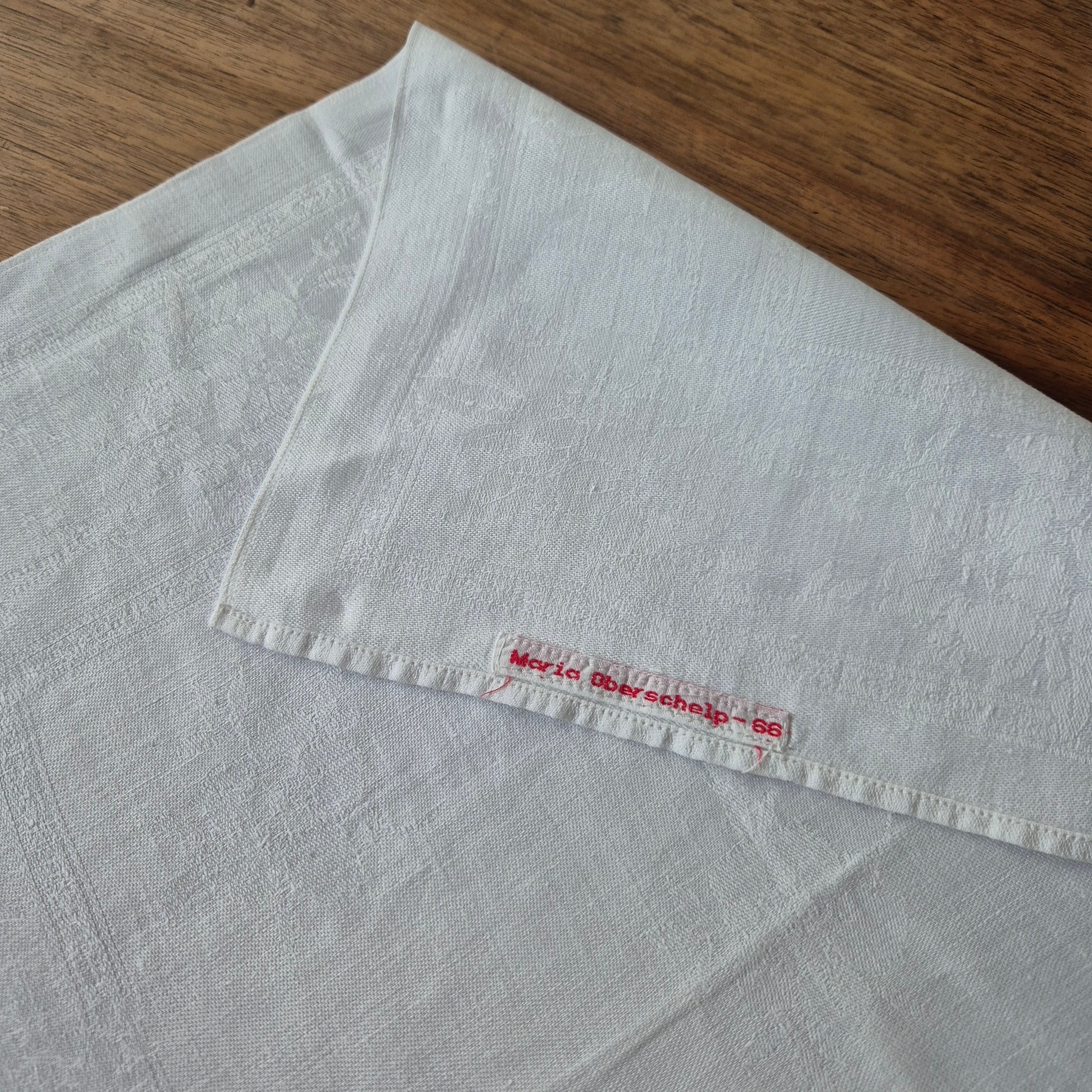 Antike Damast Baumwolle Serviette 46x49cm Mitteldecke weiß