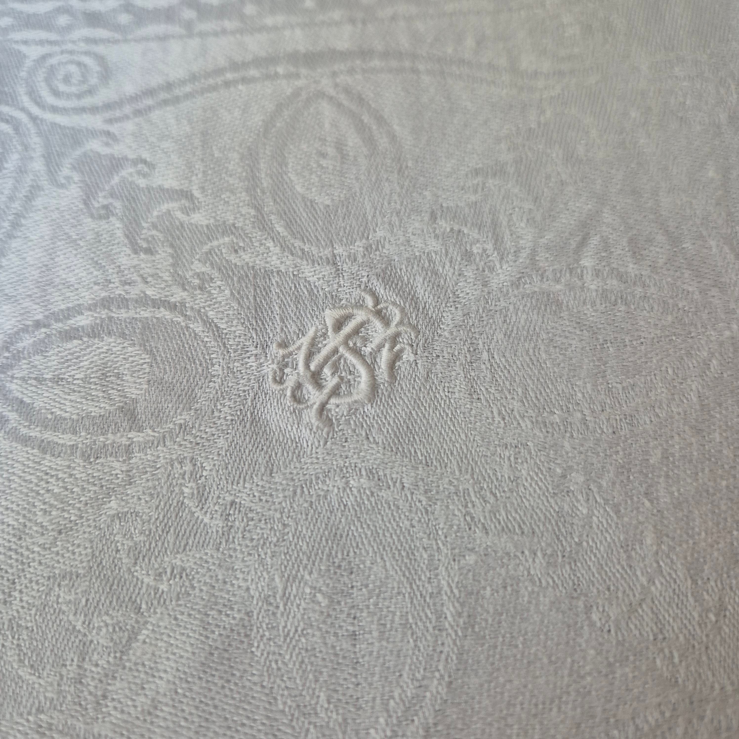 2x Antike Jugendstil Servietten mit Monogramm S.G