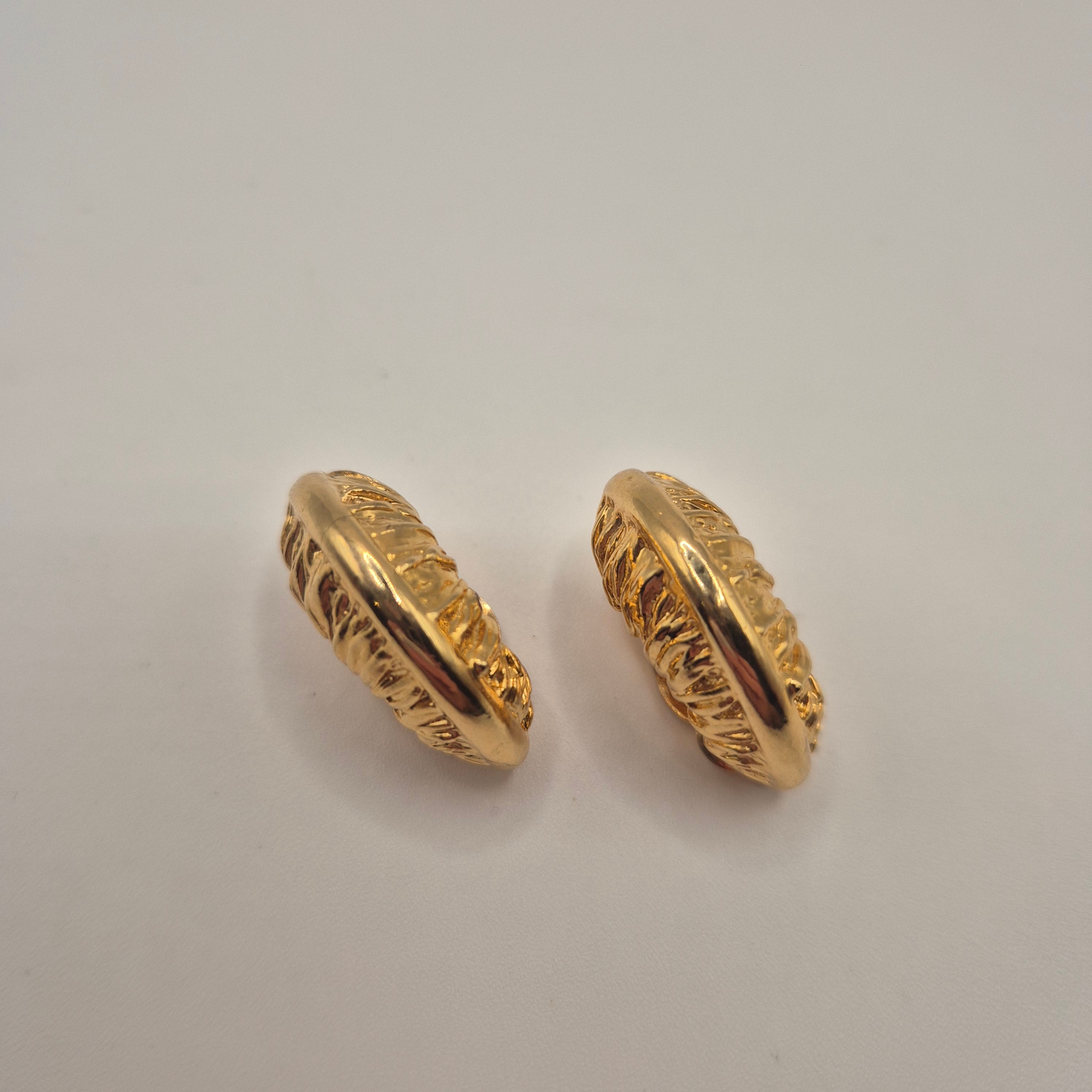 Vintage 50er Jahre Massive Runway Ohrringe / Made in West Germany Statement Clips Creolen Gold Blatt