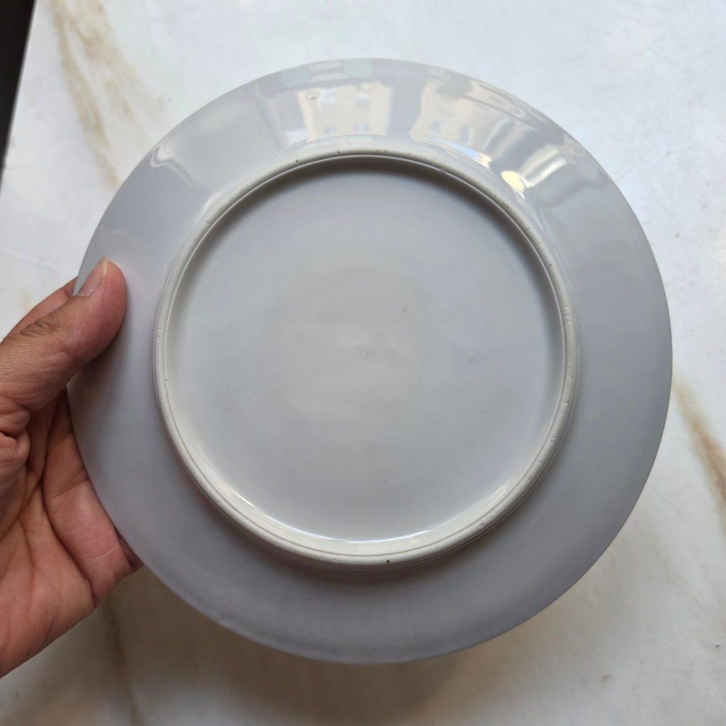 Klassischer Porzellanteller mit Strohmuster / Zwiebelmuster-Dekor – Blau-Weiß Fine China