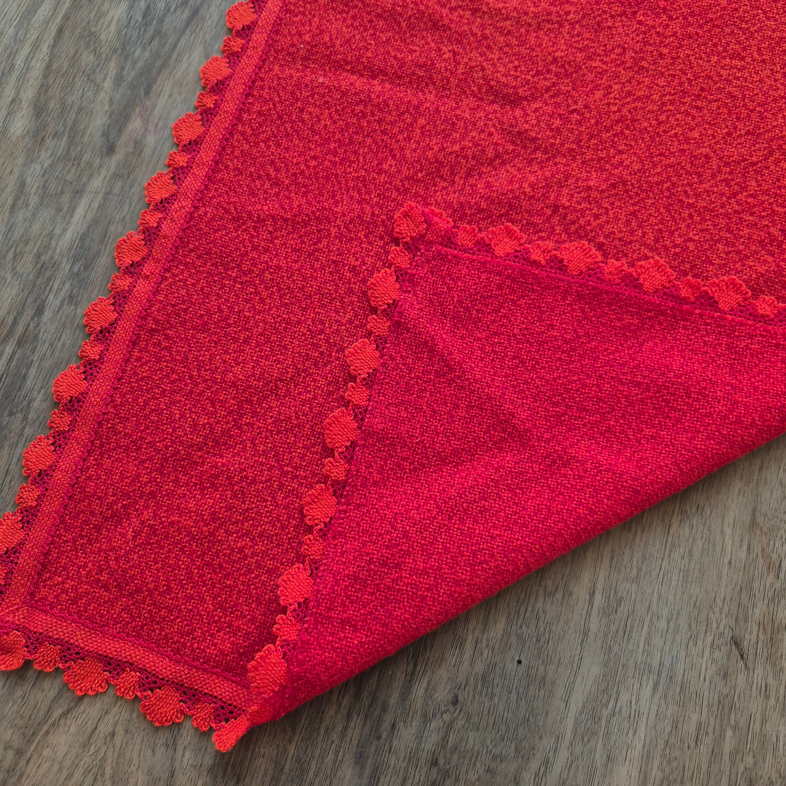 DDR Vintage Läufer Tischdecke Rot Orange 46x103cm