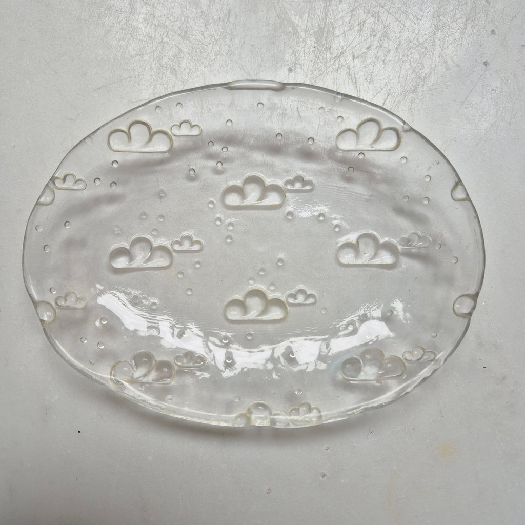 Vintage Teller klein - Oval - Wolkenmotiv