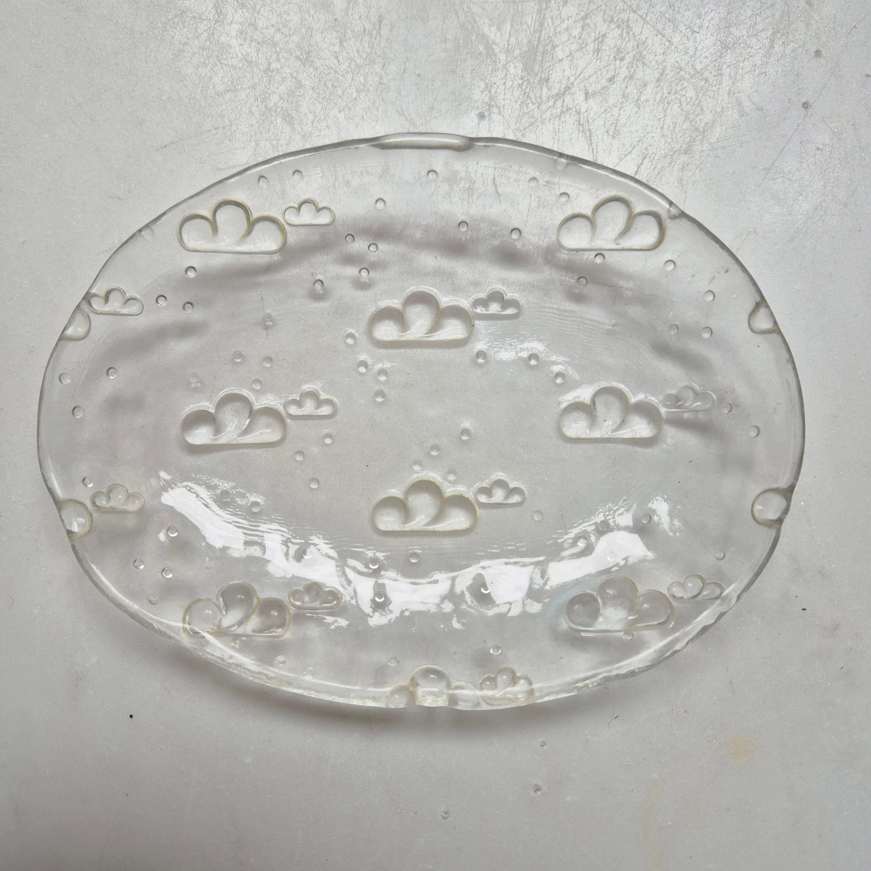 Vintage Teller klein - Oval - Wolkenmotiv