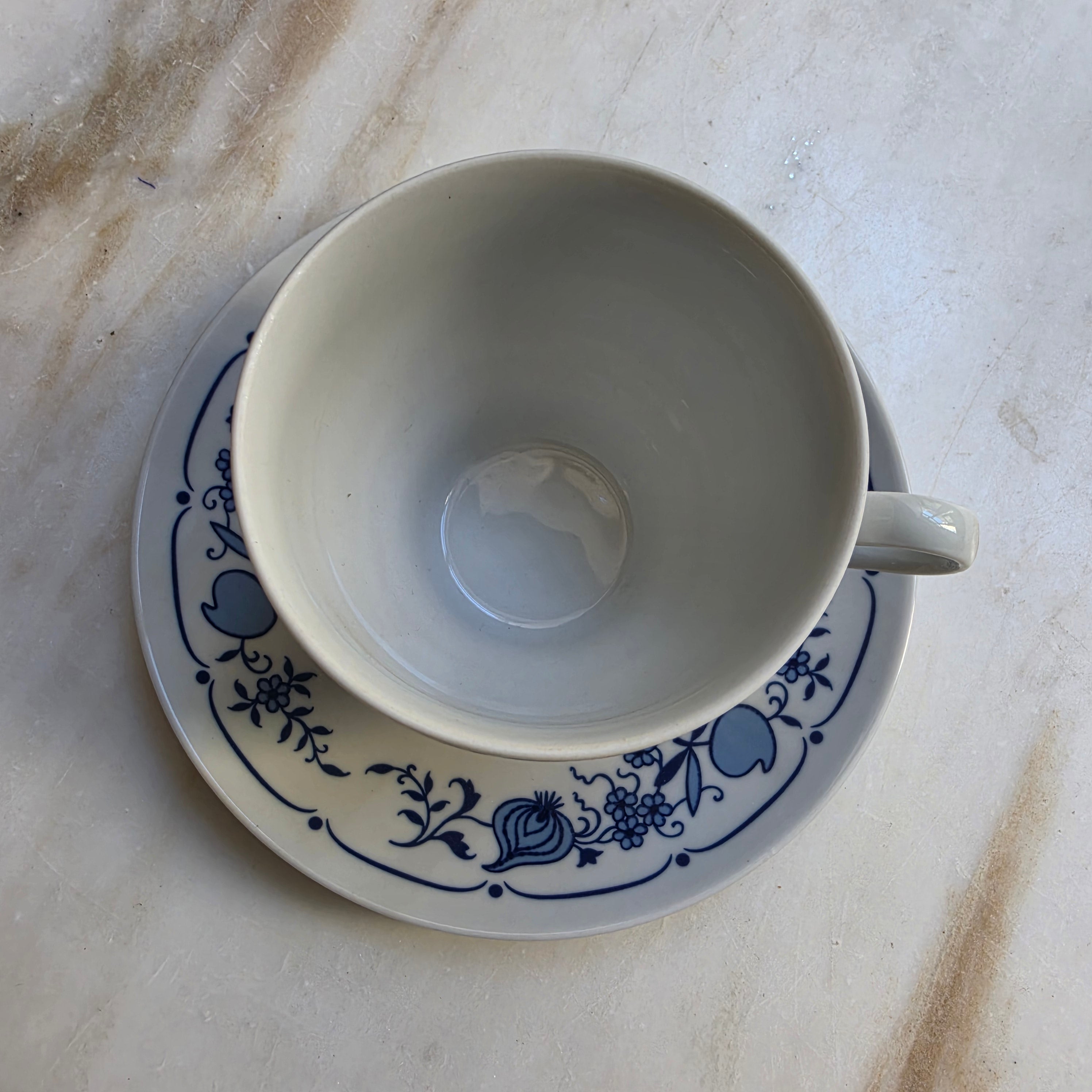 Jlmenau Graf von Henneberg Kaffee Tee Tasse Untertasse Set Zwiebelmuster Echt Kobalt