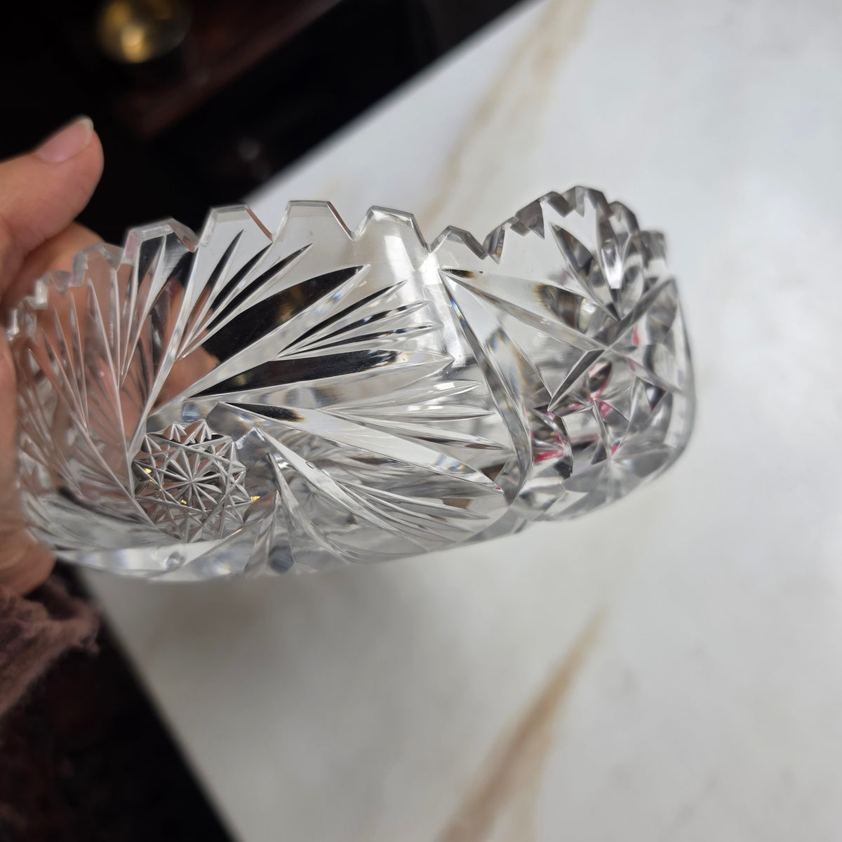 Elegante Bleikristall-Schale mit Facettenschliff – Vintage Kristallschale