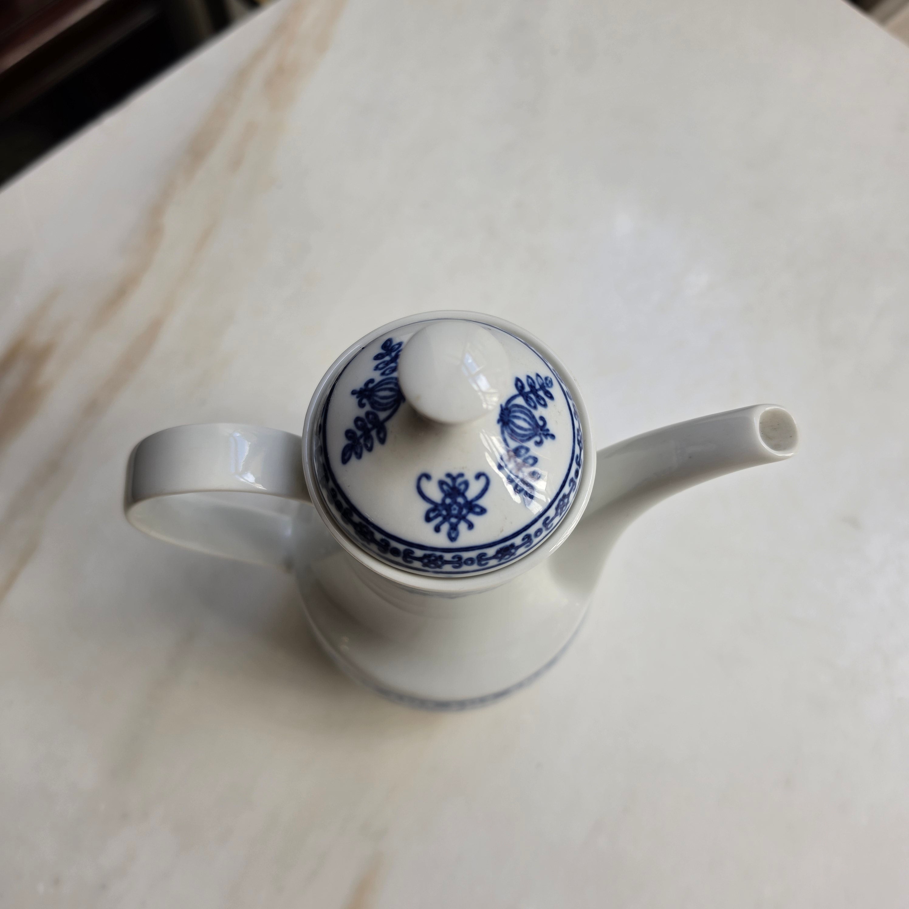 Kahla GDR Zwiebelmuster Tee Kaffeekanne Kanne Mokka Vintage blau weiß kobaltunterglasur