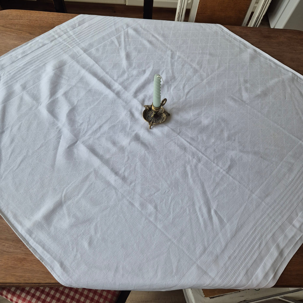 West Germany Baumwolle Serviette Mitteldecke Weiß 92x96cm Vintage 🤍