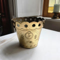 Antiker Messing-Übertopf / Jardinière – Biedermeier-Stil – mit Monogramm W.