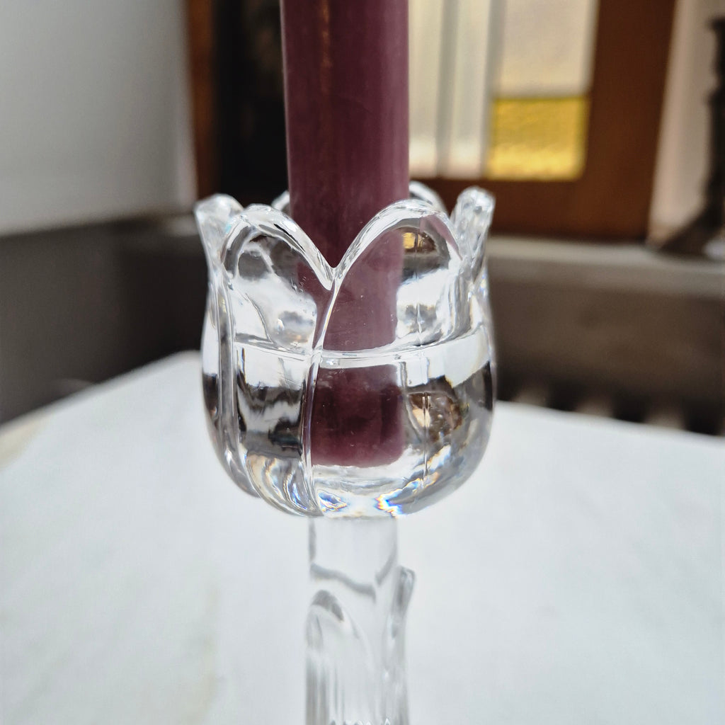 Vintage Glas Kristall Kerzenhalter in Tulpenform