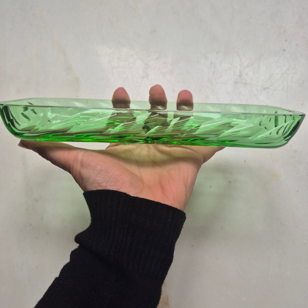 Art Deco Glasschale - Schmuckschale - Ablage - grün