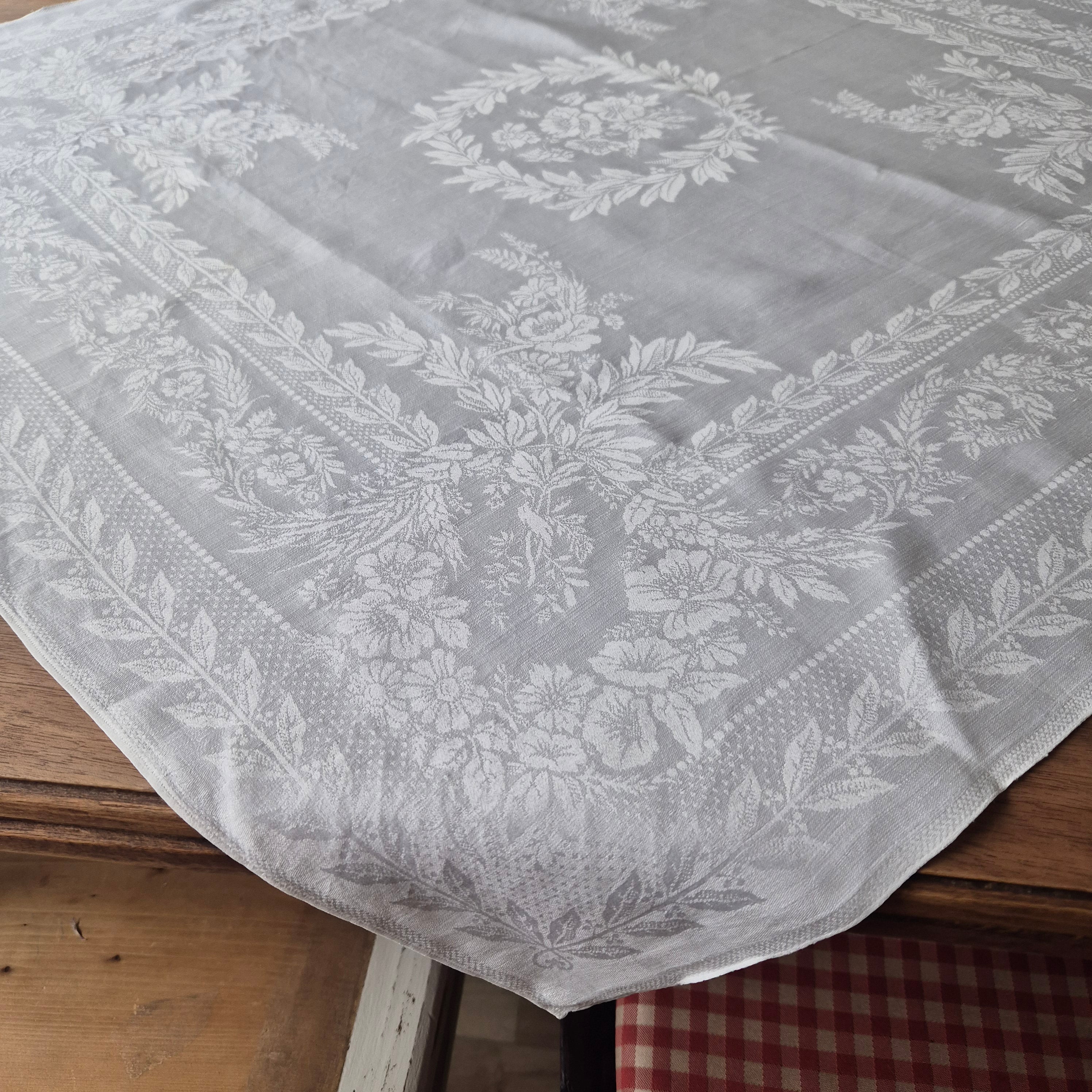 Antike Handgemachte Baumwolle Serviette 75x75cm Mitteldecke Monogramm S.F beschädigt