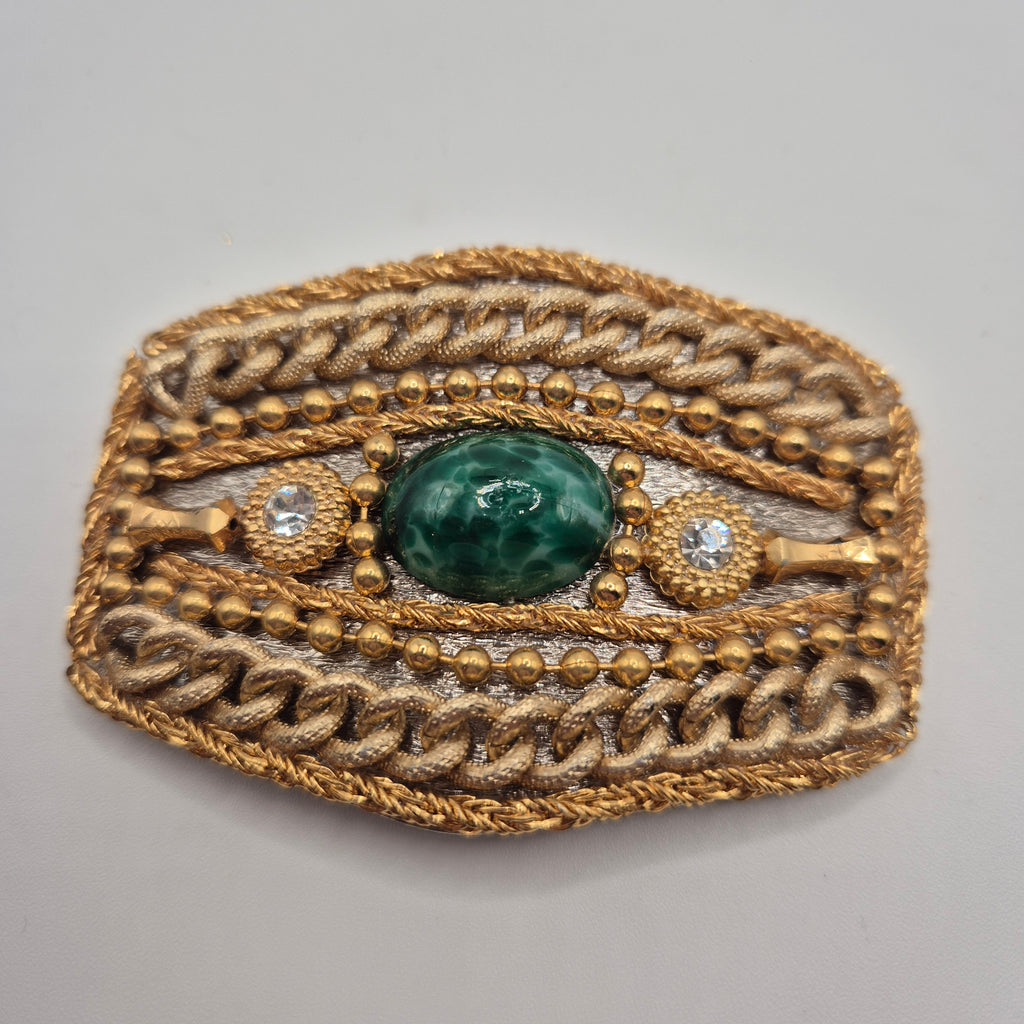 Vintage Gürtelschnalle Trachtenschnalle Taillengürtel 80er Handmade goldfarbend blau lila grün