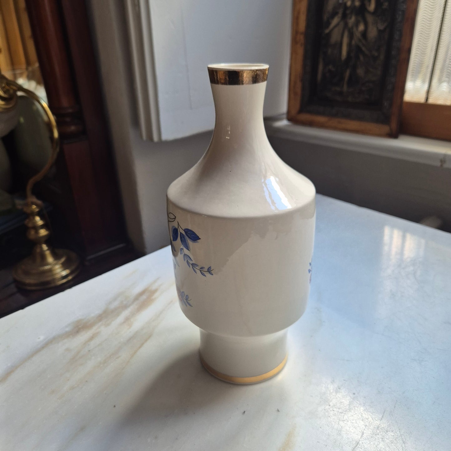 Vintage Design-Vase – Handgefertigte Keramik mit abstrakter Glasur & Relief