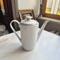 Vintage Kahla Tee Kaffeekanne Kanne weiß blau goldrand
