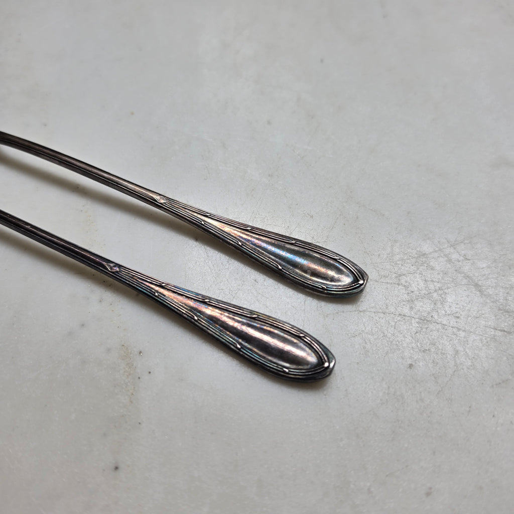 Antikes 2er-Set Aufschnittgabeln - Zitronengabeln – Versilbert mit feiner Patina