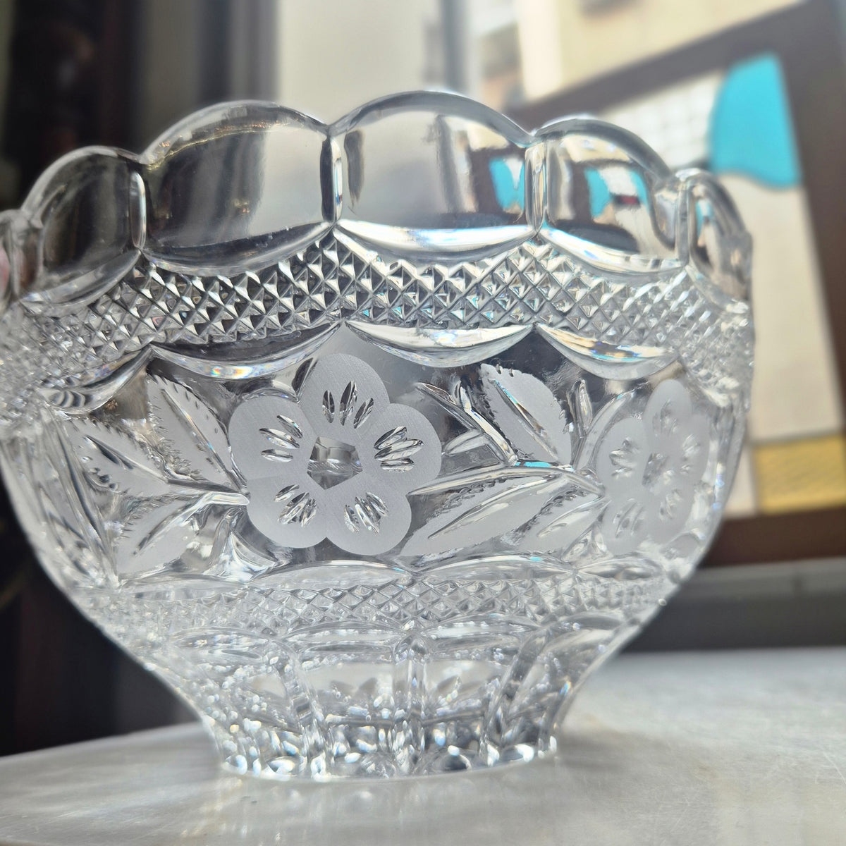Vintage Glas Schale Obstschale Salat Kristalloptik