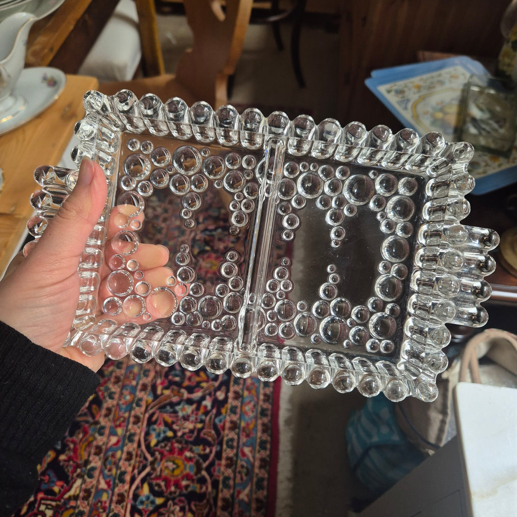 Vintage Bubble - Glasschale - Servierteller - mit Griff