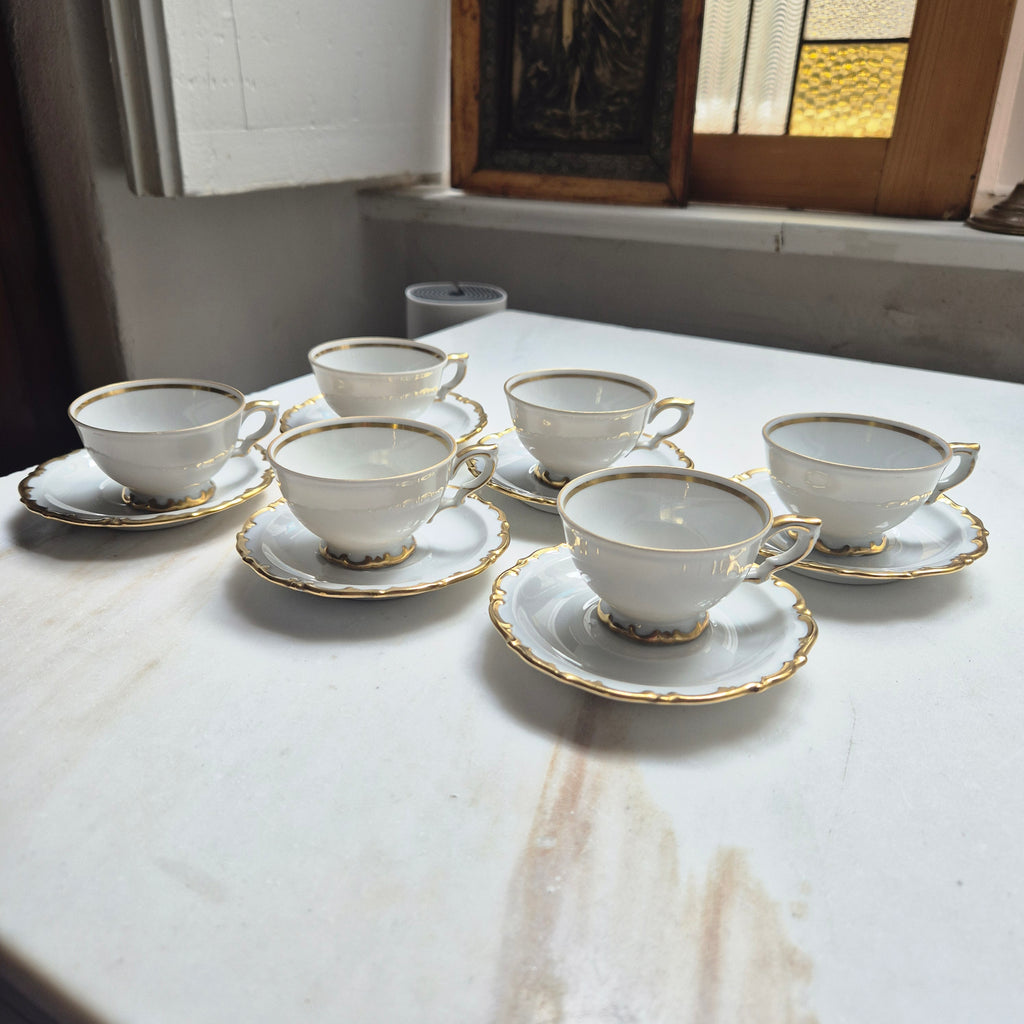 6x Kleine Mokkatassen - Kahla - Porzellan - Goldrand