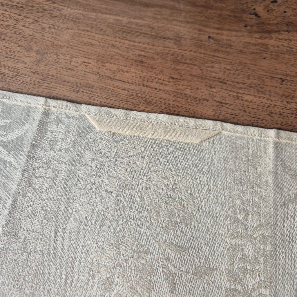 Antikes kleines Jugendstil Damast Küchen-&Geschirrtuch Monogramm F.D.E beige
