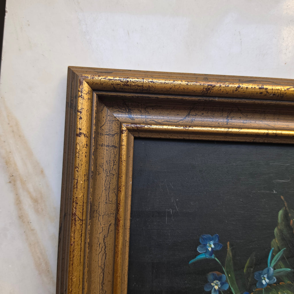 Vintage Ölgemälde Floral Stillleben mit vergoldetem Holzrahmen