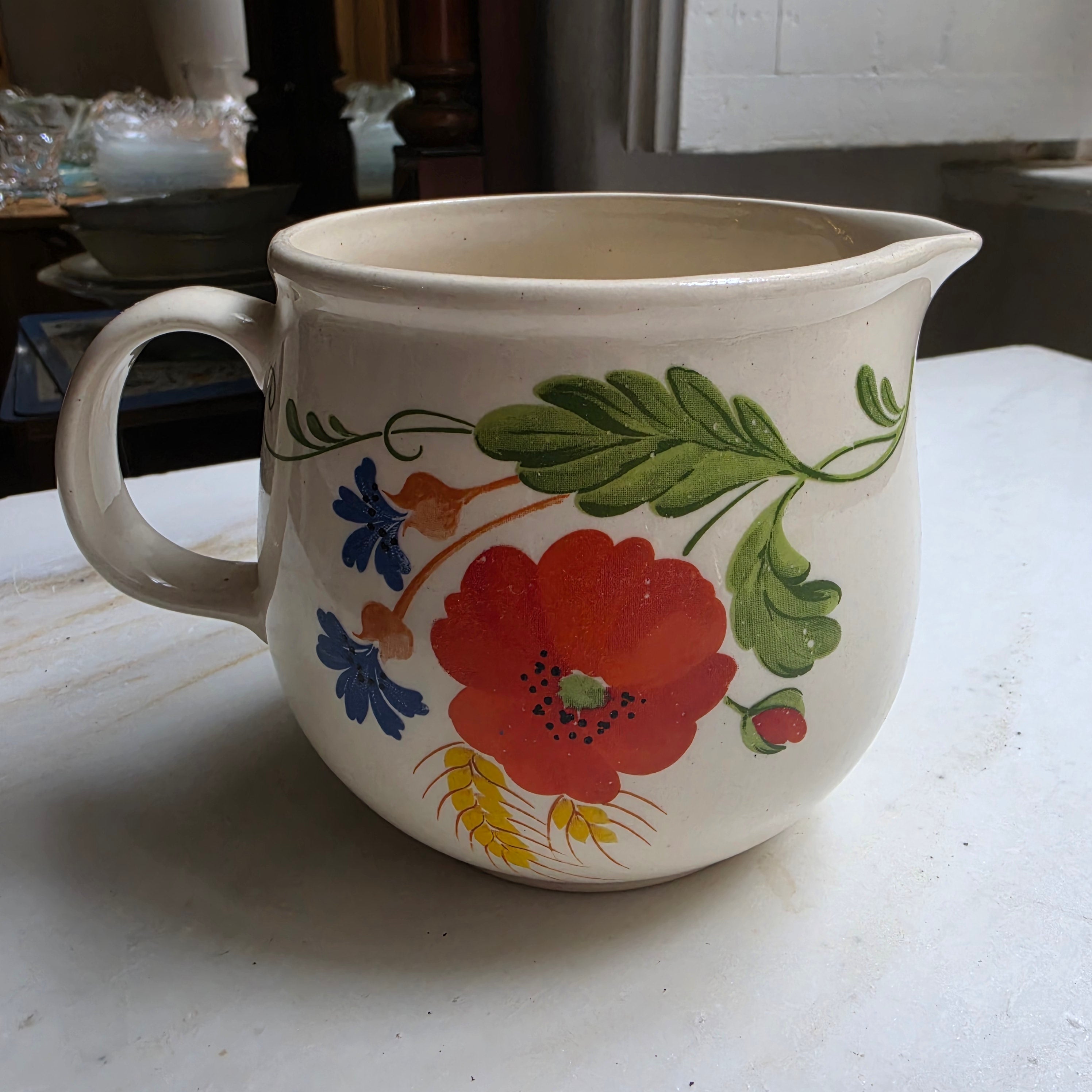 DDR Vintage Krug Landhaus Mohnblume Keramik